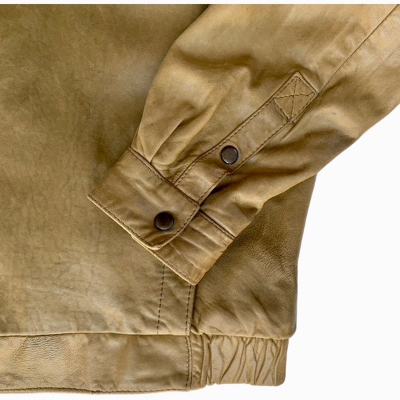 M Julian for Wilson’s Leather Tan Distressed Leather Bomber/Aviator Jacket - Picture 15 of 16